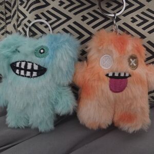 Plush Monster Keychain Set - Blue and Orange